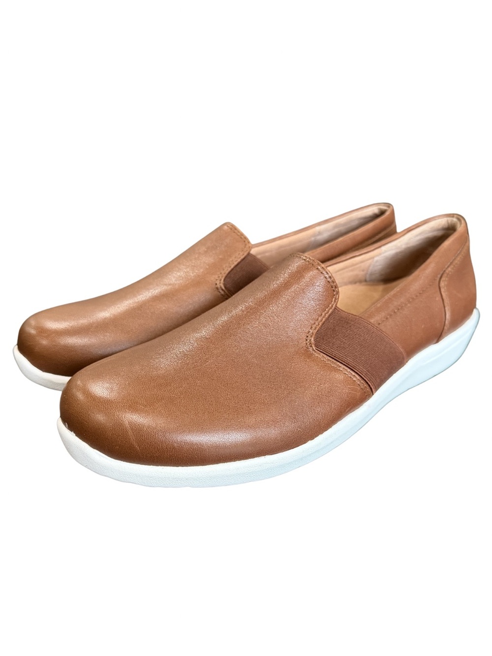 Vionic Gianna Leather Slip-On Shoes Brown Leather Comfort Size 8